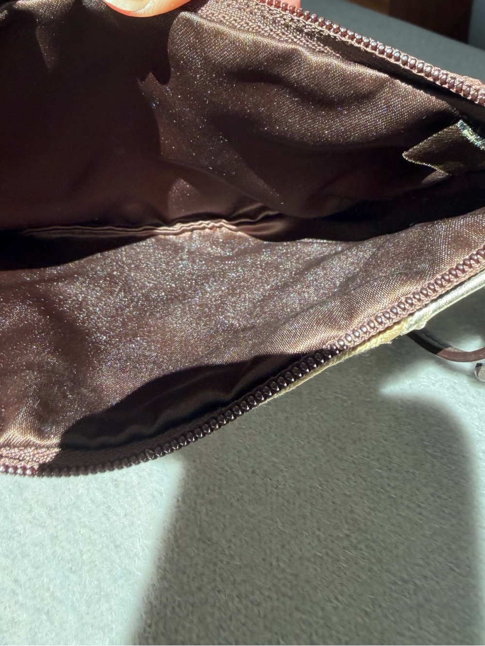 Vintage COACH Y2K Patchwork Leather & Suede Wristlet Brown Gold - Picture 11 of 16